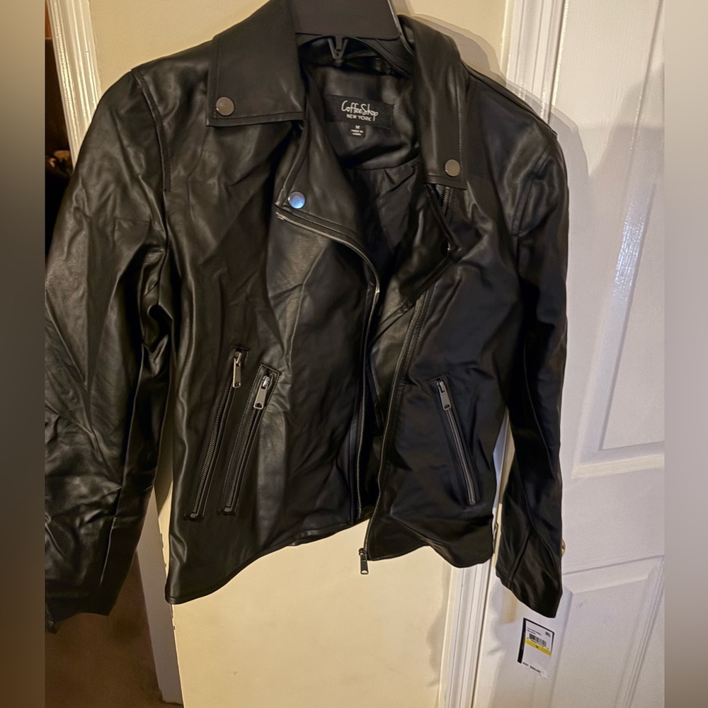 CoffeeShop Black‎ faux Leather Jacket